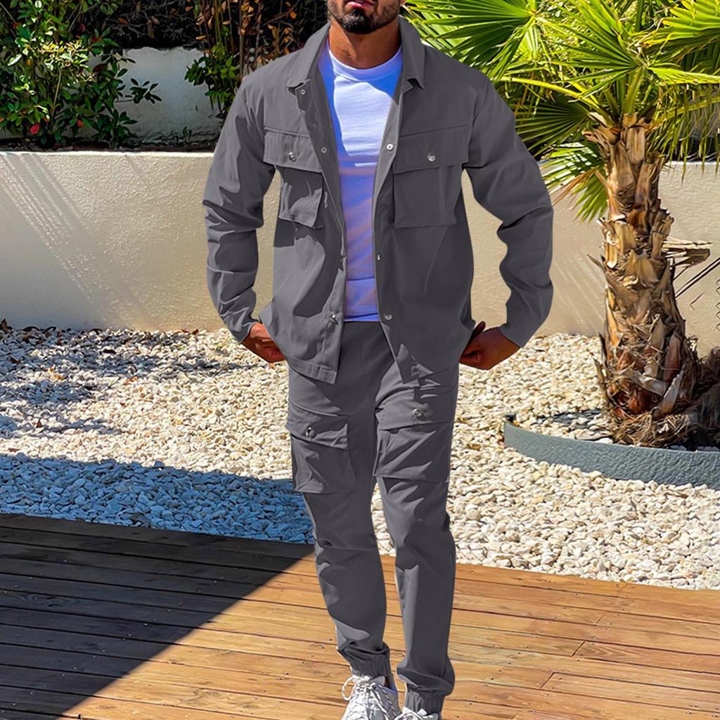 Мужской однотонный модный повседневный комплект, легкая мужская повседневная куртка-костюм