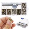 120 Set New Leather Rivets Single Cap Rivets Tubular Metal Studs with Fixing Tool Kit for Leather Craft Repairing