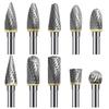 Carbide Burr Set 10PCS 1/8" Shank Double Cut Tungsten Carbide Rotary Burrs Set with Dremel Bits for Metal Wood Carving Polishing