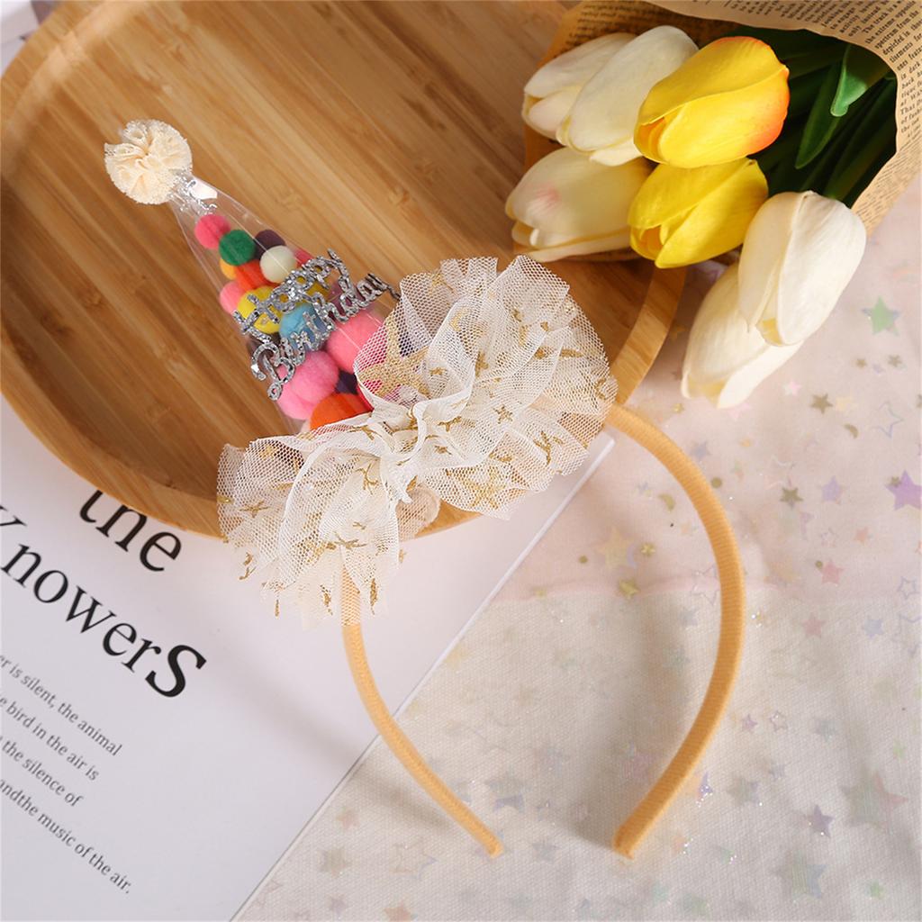 Birthday Party Hairhoop Adult Party Hat Headband Rainbow Candy Lace Hairband for Children Photography Head Accessories