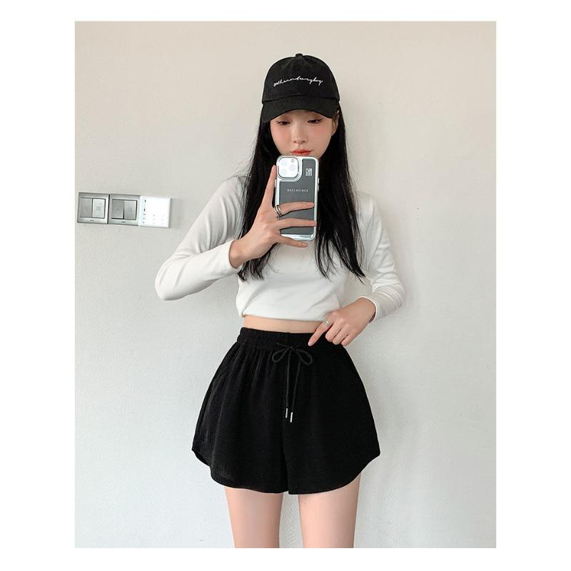 Фитнес-шорты для бега женские летние тонкие свободные повседневные большие размеры широкие штанины с высокой талией спортивные шорты A-word