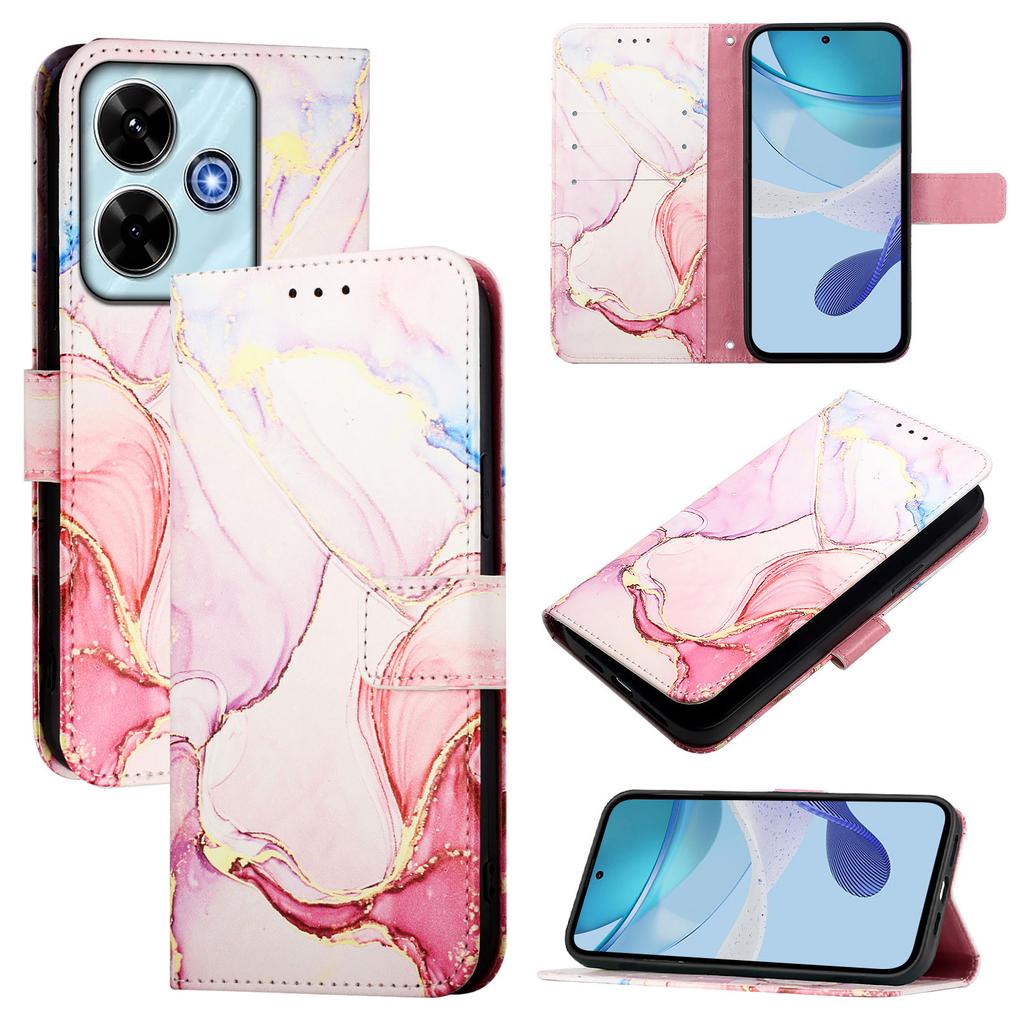For Xiaomi Redmi Note 13R 5G/Xiaomi Redmi 13x 4G Case with Strap Marble Pattern Leather Phone Cover Card Holder