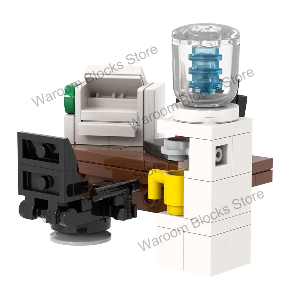 MOC City Bricks Компьютерные столы Мебель Игровой Офисный Совместимые Фигурки Строительные Блоки Креативные Игрушки Для Детей Взрослых Подарок
