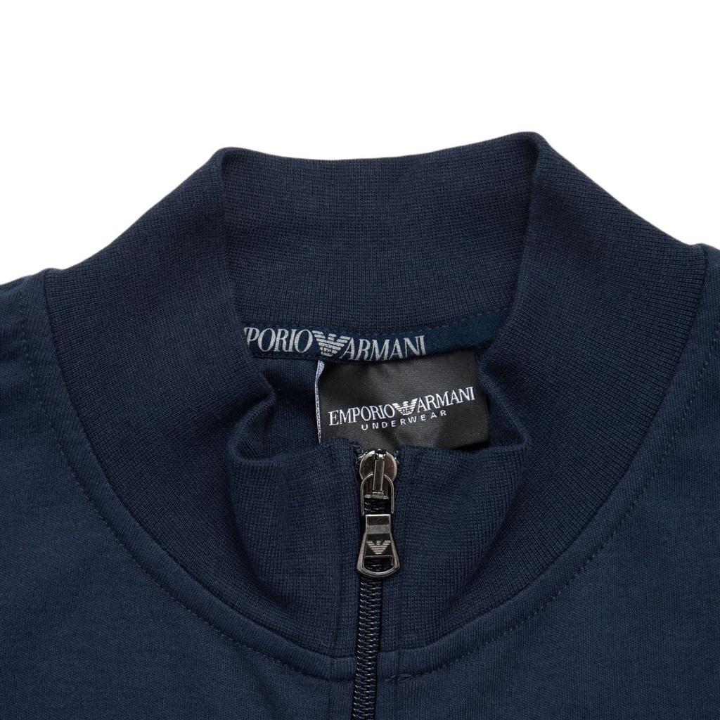 Emporio Armani FW24 Спортивный костюм мужской, повседневный, с длинным рукавом на манжетах, с воротником-стойкой и принтом логотипа, темно-синий 112103-CS590-00135