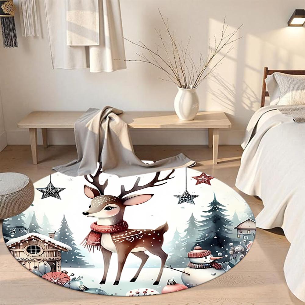 Elk Round Office Rug Perfect for Entryway Study room Playrooms Foyer Anti-slip Round Rug Decorate Offices Perfect Gift for Friends Family