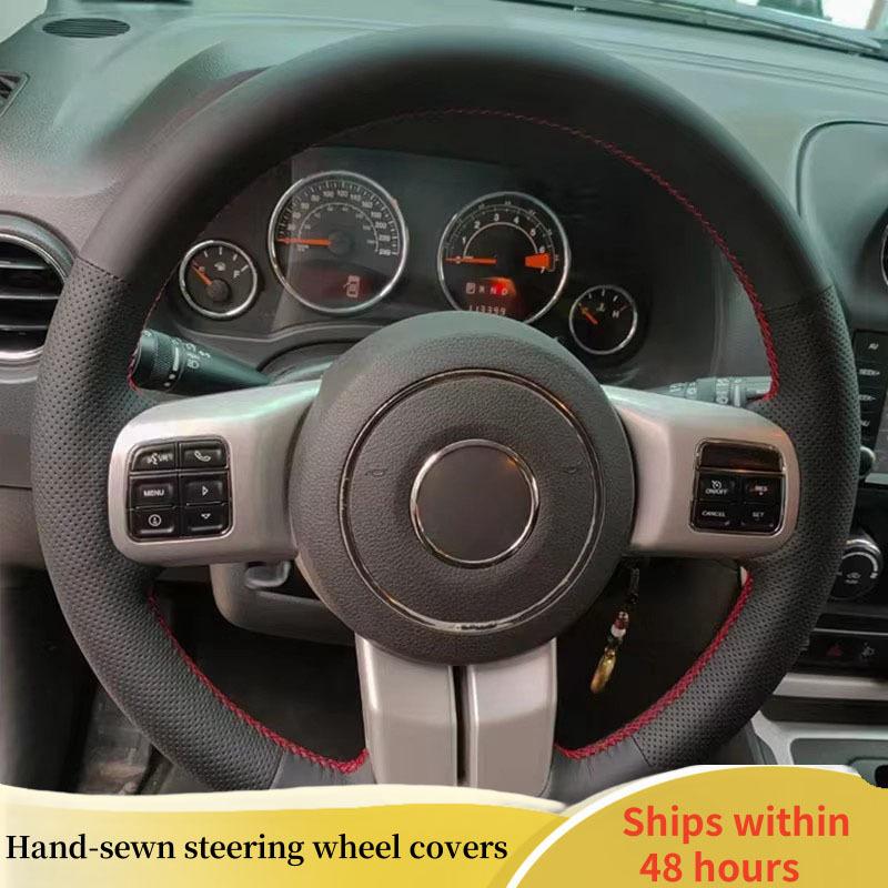 Кожаная оплетка на руль автомобиля для Jeep Grand Cherokee 2011-2013 Compass Wrangler Patriot Сделай сам Оригинальная оплетка на руль