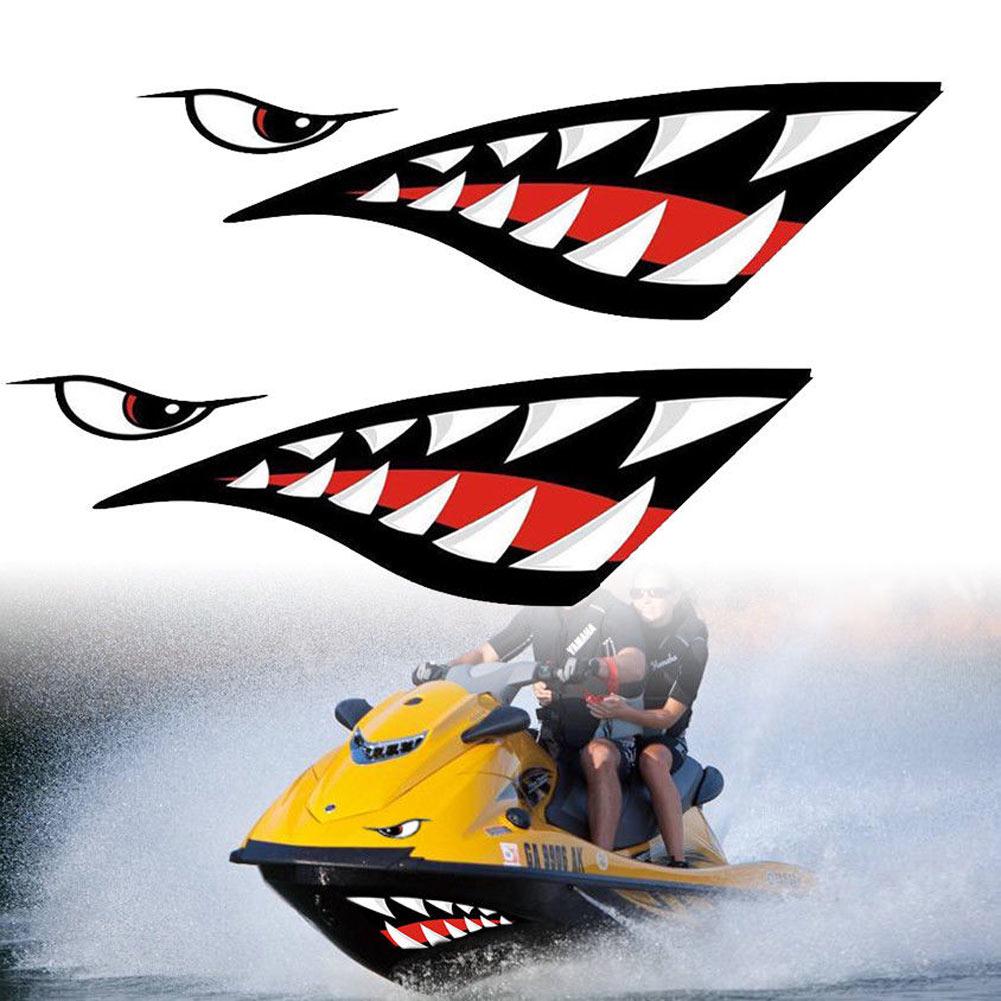 1 Pair Shark Teeth Mouth Vinyl Decal Stickers for Kayak Canoe Dinghy Boat