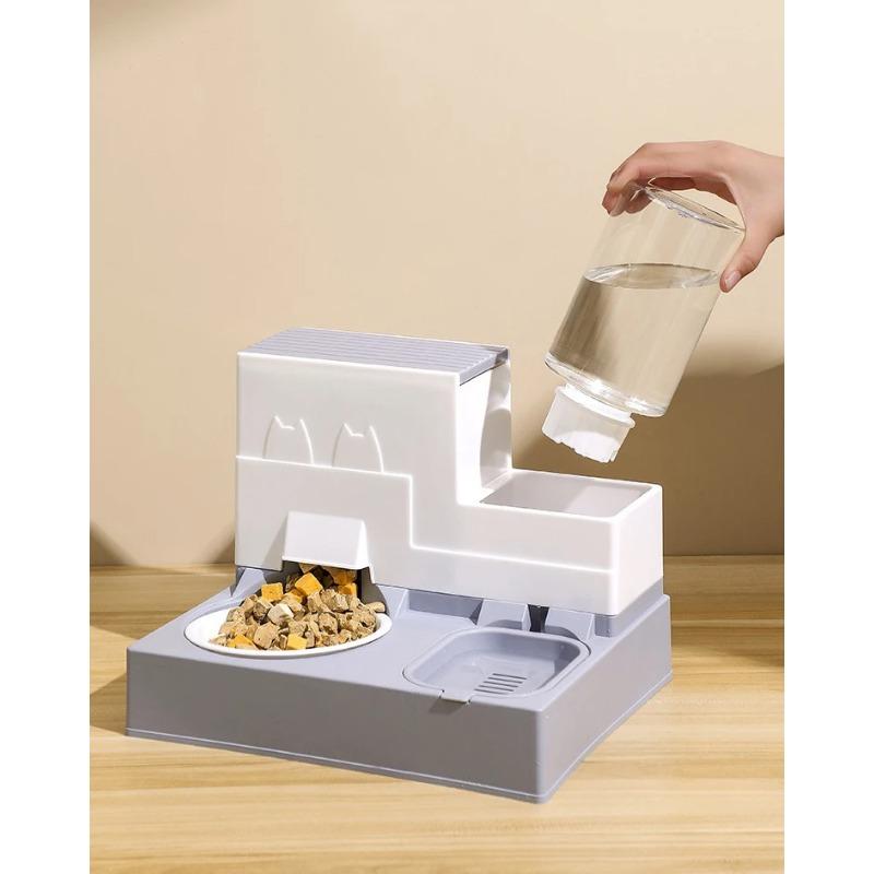 Cat Bowl Double Bowl Automatic Drinking Automatic Feeder Cat Food Bowl Dog Food Bowl Drinking All-in-One Cat Food Bowl