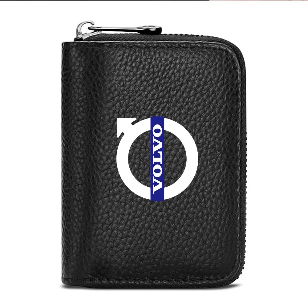 PU Leather Short Wallet With Zipper Coin Pocket Vintage Big Capacity Short Money Purse Card For Volvo XC90 XC60 C30 S60 C70 XC40