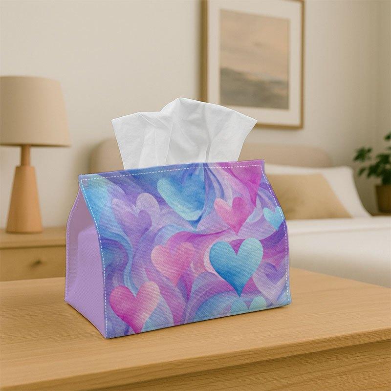 1pc Tissue Box Holder Featuring a Heart Pattern in Soft Colors - A Versatile Napkin Dispenser Suitable for Home Gatherings And Car Decoration - A Styl
