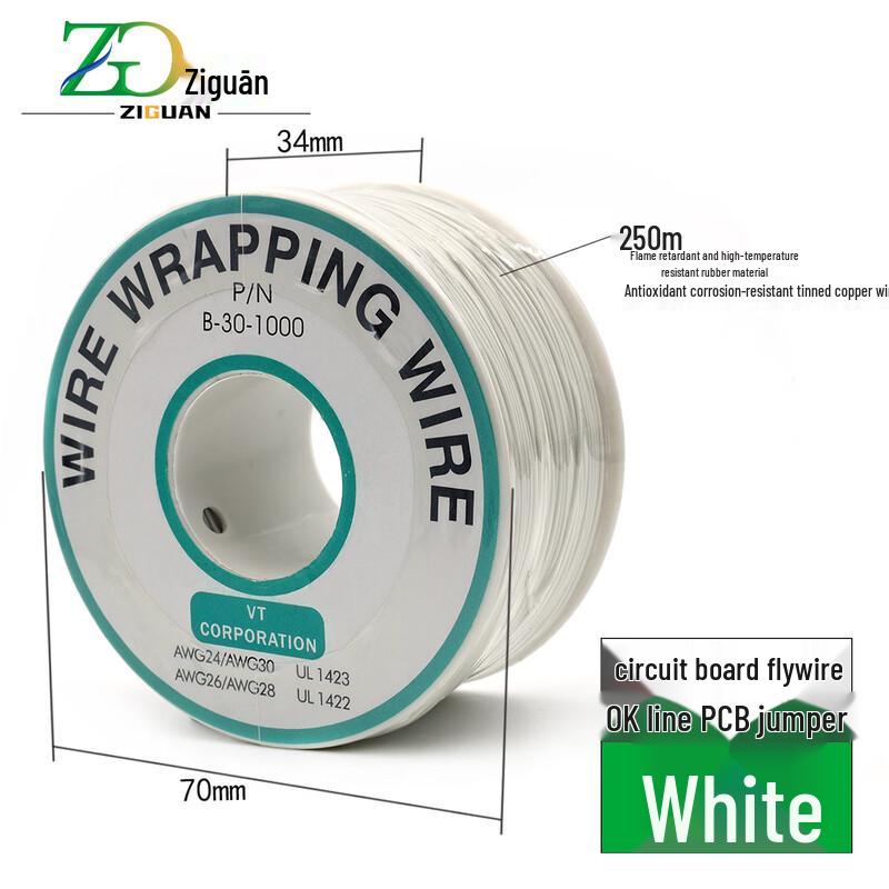 ZIGUAN 30AWG OK Wire Single-Core Copper for PCB Jumpers, 250m