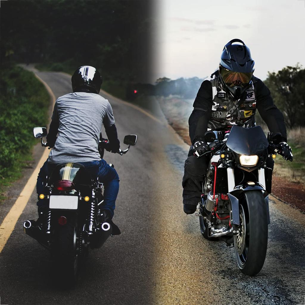 Evermotor Motorcycle LED Turn Signal Bullet Shape Small 12V Black Case High Brightness Turn Signal Round Waterproof EU Certification E Mark (4 Pieces)