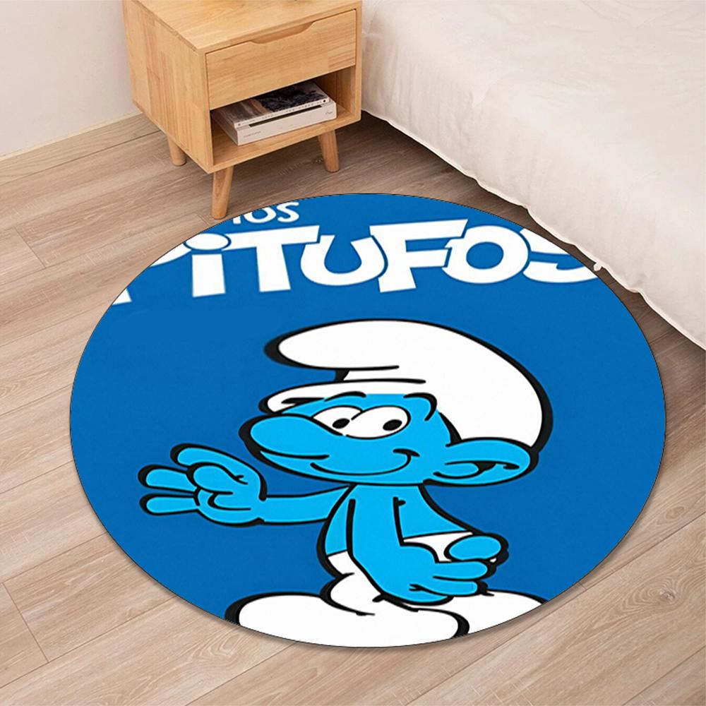 The Smurfs Printed Round Rug Carpet Chair Rug Area Rug Entryway Doormats,for Office Chair Living Room Bedroom Kitchen Room.