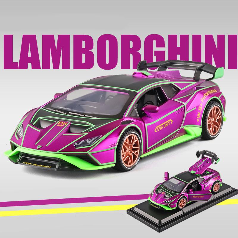 1/24 масштаб Lambo, литая под давлением модель автомобиля, игрушечный автомобиль с откатным механизмом, звуковым светом и распылителем для детей, коллекция подарков для мальчиков и девочек