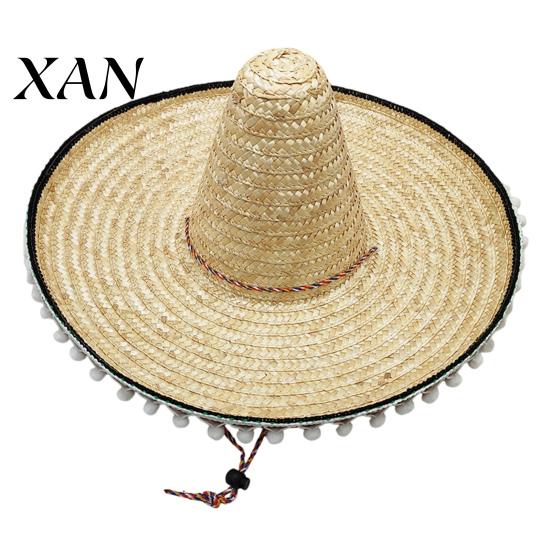 Casual Daily Hat Mexican Sombrero with Colorful Poms, Hawaiian Style Woven Straw Sun Hat, Wide Brim Lightweight Festival Party Costume for Summer
