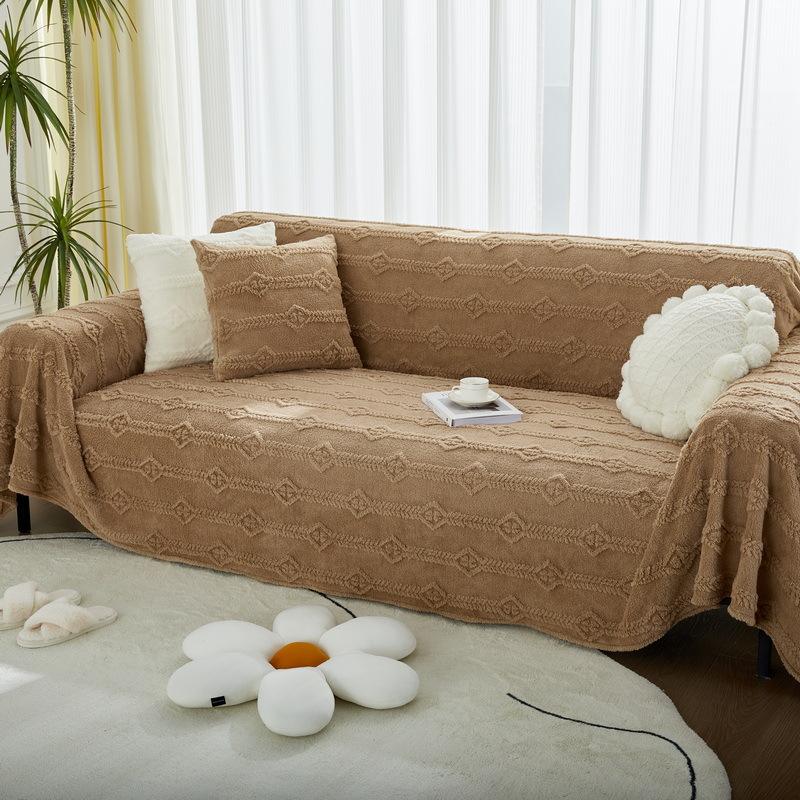 New Autumn Winter Solid Color Plush Sofa Towel Cloth Sofa Blanket Full Cover Universal Couch Towel Dust Proof Sofa Cushion Cover