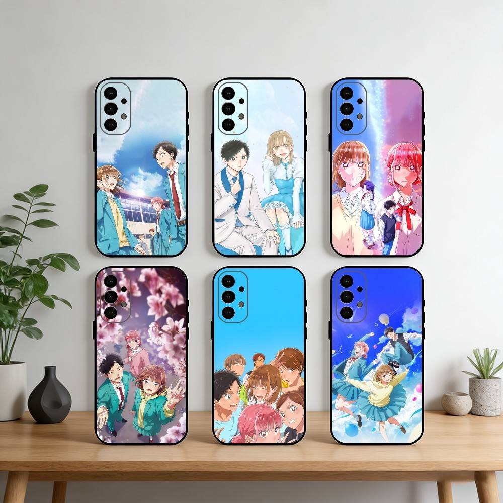 Blue Box Anime Cute Phone Case For Samsung S25,S24,S21,S22,S23,S30,Ultra,S20,Plus,Fe,Note,10,9,5G Black Cover