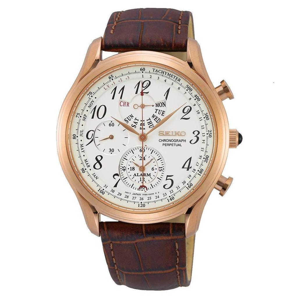 Seiko SPC256P1 Chronograph Perpetual White Analog Casual Quartz Ships Internationally Men's Watch,