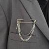 Korean Geometric Chain Pin Brooch - Trendy Unisex Metal Suit Accessory
