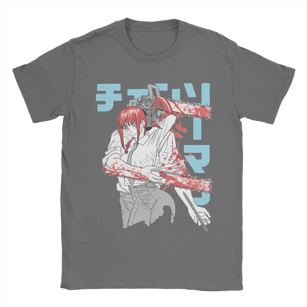 Футболки Chainsaw Man Денджи Макима для мужчин Аниме Удивительные хлопковые футболки Круглый вырез Короткий рукав Футболка Летняя одежда