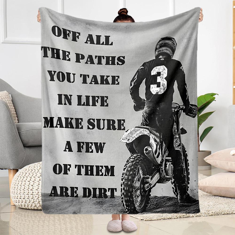 Motocross Adventure Sport Flannel Blanket - Soft and Suitable for Sofas, Beds, Offices, Travel, All Seasons, and The Best Gift for The Holidays.