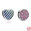 2022 New 925 Silver Reflections Clip Beads Heart Blue Green Round Pink Charms Beads Fit Original Women Bracelet