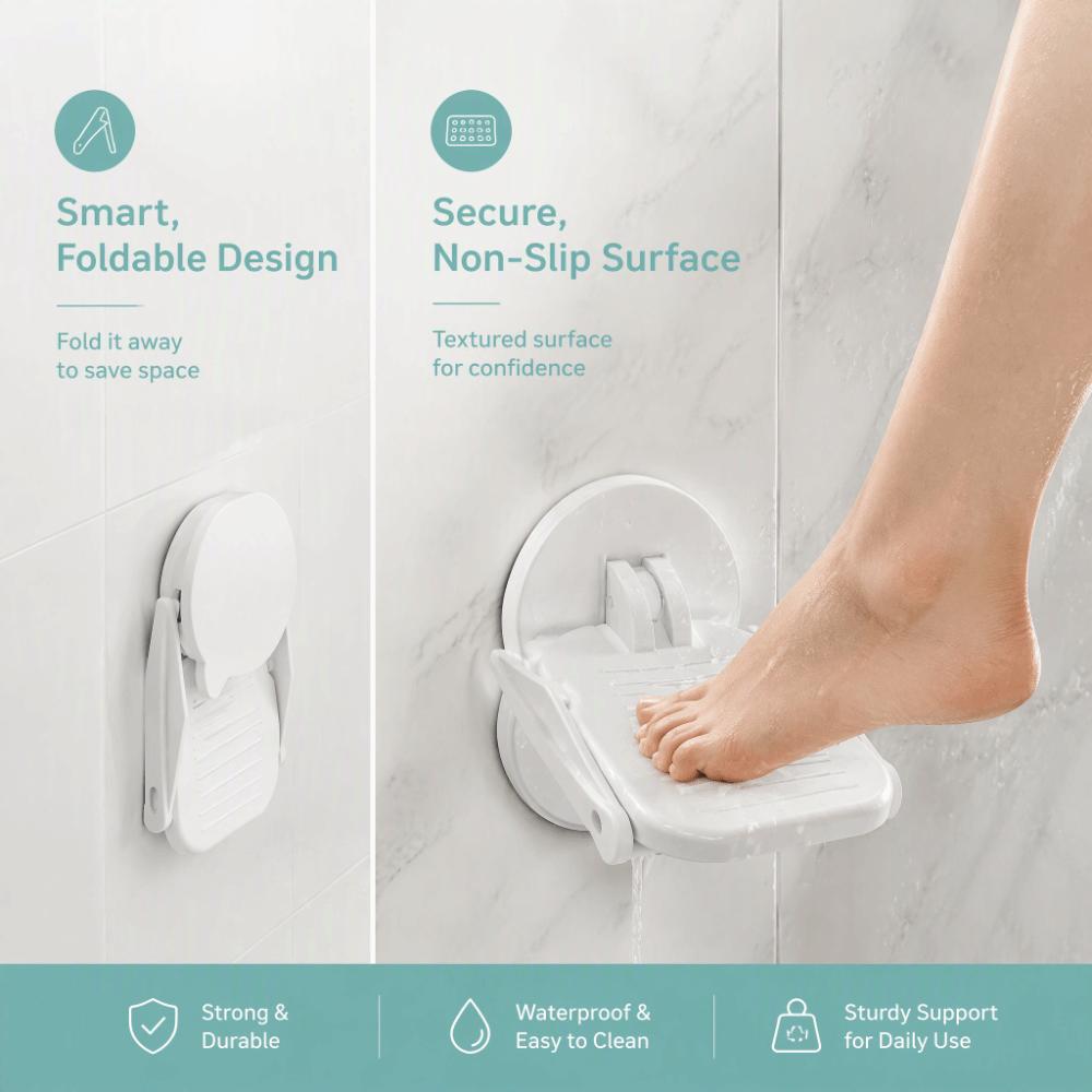 Wall Mounted Shower Foot Stool Anti Slip Bathroom Pedal Strong Shower Foot Rest Women