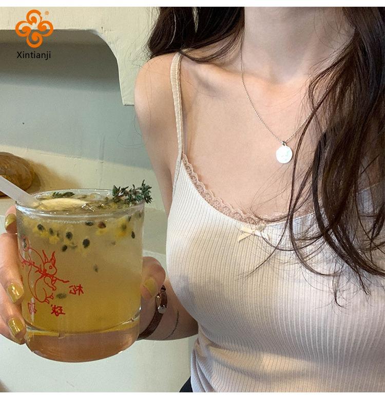 Casual Knitted Women Sexy Lace Tank Top Floral Printed Cotton Vest Sexy Spaghetti Strap Up Slim Cute Crop Tops Camis M-2XL