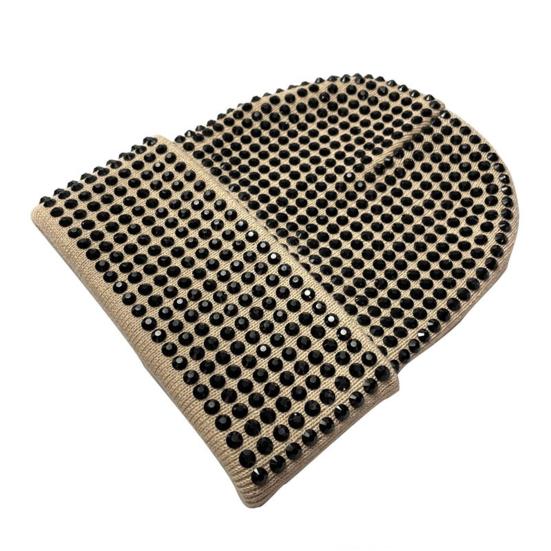 Унисекс зимняя шапка со складчатыми полями, однотонная эластичная шапка со стразами, сохраняющая тепло, для взрослых, для холодной погоды, для улицы и повседневной жизни