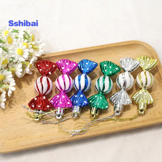 6 шт./кор. рождественские подвесные конфеты-орнаменты со шнурком, небьющиеся многоразовые гальваники, рождественская елка, маленький сладкий кулон