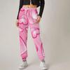 Женские повседневные модные свободные брюки с цифровым принтом и широкими штанинами.