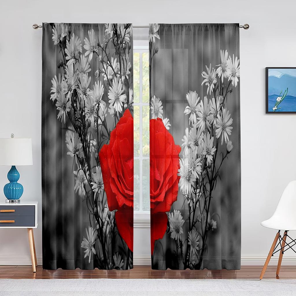 Весенние цветущие фиолетовые цветы, прозрачная вуаль, шторы для кухни, гостиной, спальни, современный декор, тюлевая занавеска, обработка окна