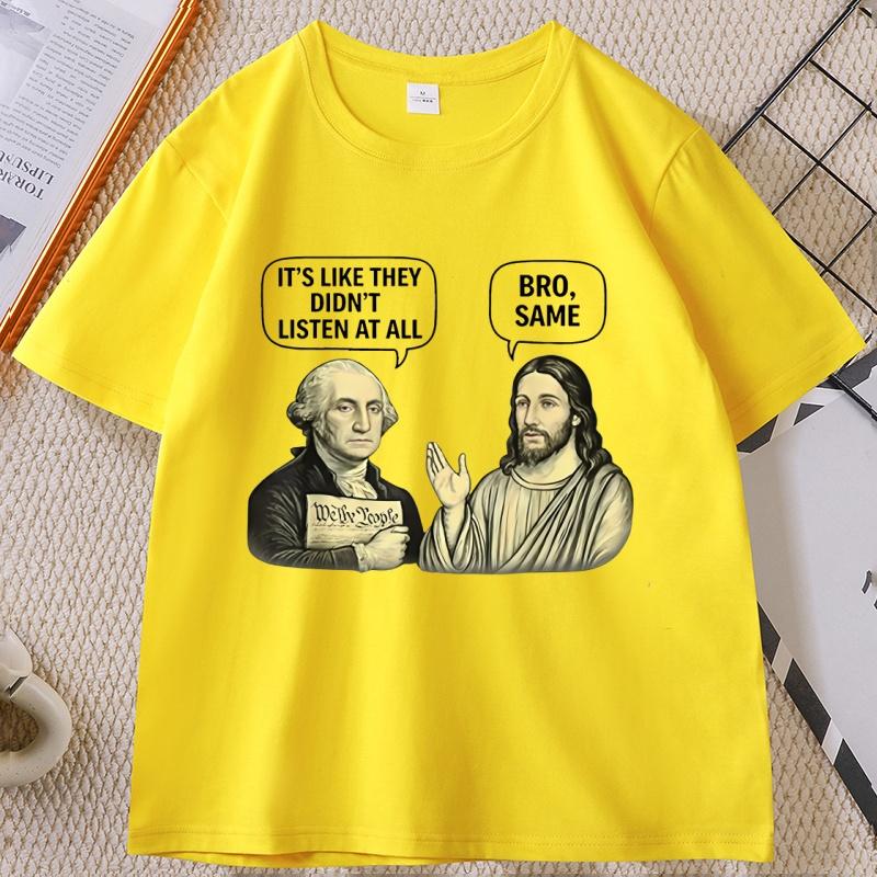 George and Jesus Funny Meme TShirt Jesus Christian Religious Tee Casual Cotton Short Sleeve Round Neck Tshirts Unisex Clothes