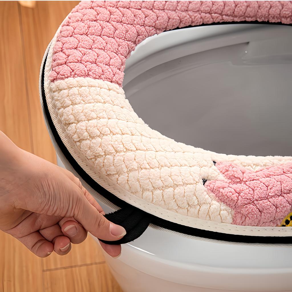 Бытовая подушка на сиденье унитаза на молнии, всесезонная универсальная плюшевая ручка, крышка для унитаза, аксессуары для унитаза для ванной комнаты