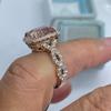 Gorgeous Rose Gold Color Inlaid Champagne CZ Women's Ring Square Design Daily Wear Party Jewelry