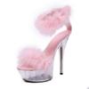 Woman High Heels Stiletto Sexy Black Waterproof Platform Hate The Sky High Fur Sandals Female Summer 330 Series 15cm Heel 5cm Platfrom LFD