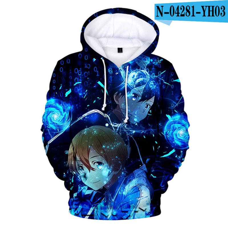 Аниме Sword Art Online 3D Harajuku Толстовка с капюшоном Модный пуловер для мальчиков Осенняя тренировочная толстовка