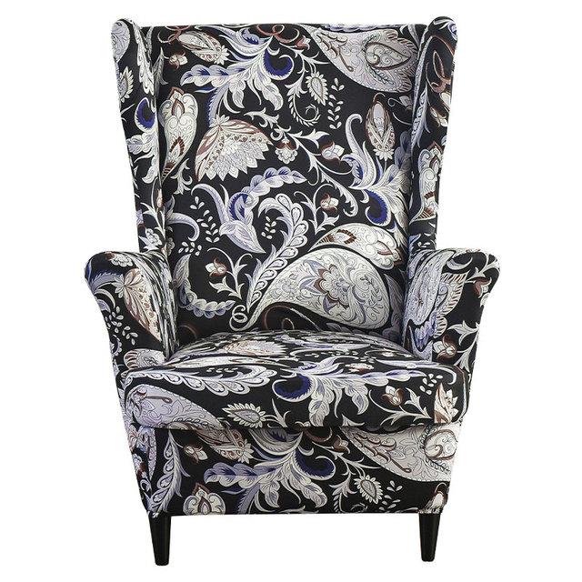 Чехол на спинку стула с наклонной подлокотником и принтом, эластичный чехол на кресло, крыло, спинка дивана, растягивающийся протектор, домашний декор