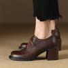 Модные Новые Весенние Туфли из Натуральной Кожи Женские Туфли с Квадратным Носком Женские Туфли-Лодочки Обувь для Женщин на Высоком Толстом Каблуке Zapatos Mujer Лоферы