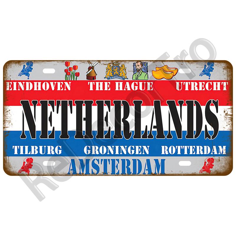 Франция Жестяная табличка Россия Испания Металлическая табличка Германия США Флаг страны Жестяная табличка для стены Домашний ресторан Ремесло Бар Декор