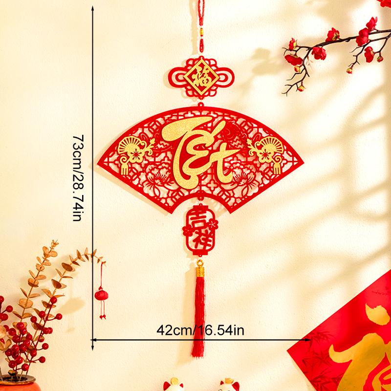 1pc Vietnam Spring Festival Chinese Knot with Tassel Lunar 2025 Durable Hanging Pendant New Year Home Decor