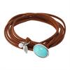 Vintage Turquoise Pendant Necklace Leather Rope Ethnic Jewelr Fashion Multi-Layer Choker  for Women