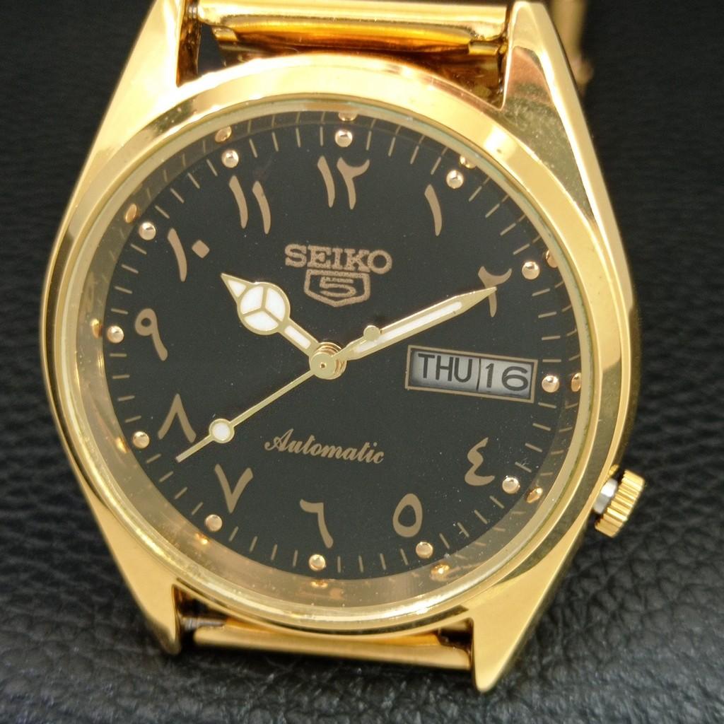 SEIKO 5 AUTOMATIC VINTAGE REFURBISHED JAPAN MENS BLACK DIAL WATCH a446184-1