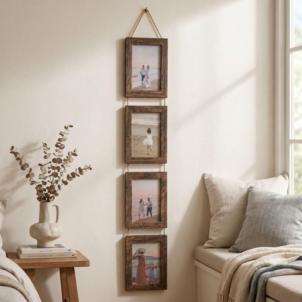 6-Inch Hanging Picture Frame Rustic Style Vertical Photo Wall Family Portrait Frame  Bedroom