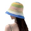 Японская милая радужная соломенная шляпа с красочным краем, большая плетеная из травы шляпа рыбака, пляжная шляпа-зонтик, шляпа-ведро для воды