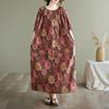 Dimanaf 2025 Summer Plus Size Dress Women Casual Vintage Floral Dress Basic Printing Long Beach Elegant Loose Dress