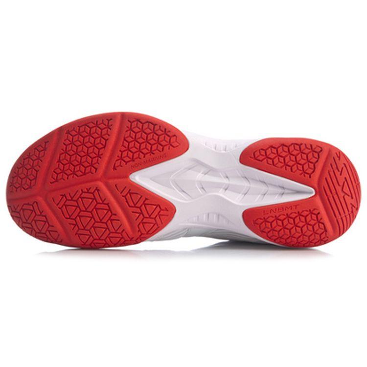 Li Ning Sound Wave Fabric Synthetic Leather Wear Resistant Shock Absorption Low Top Badminton Shoes Men Shoes White Red AYTQ017-1