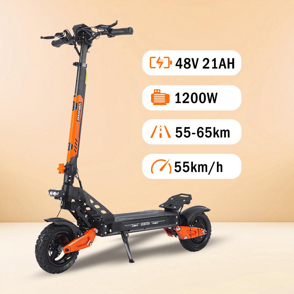 G2 MAX 1200W 48V 21ah 55 KM/H electric scooter, foldable, with seat, for city and off-road use E Scooter