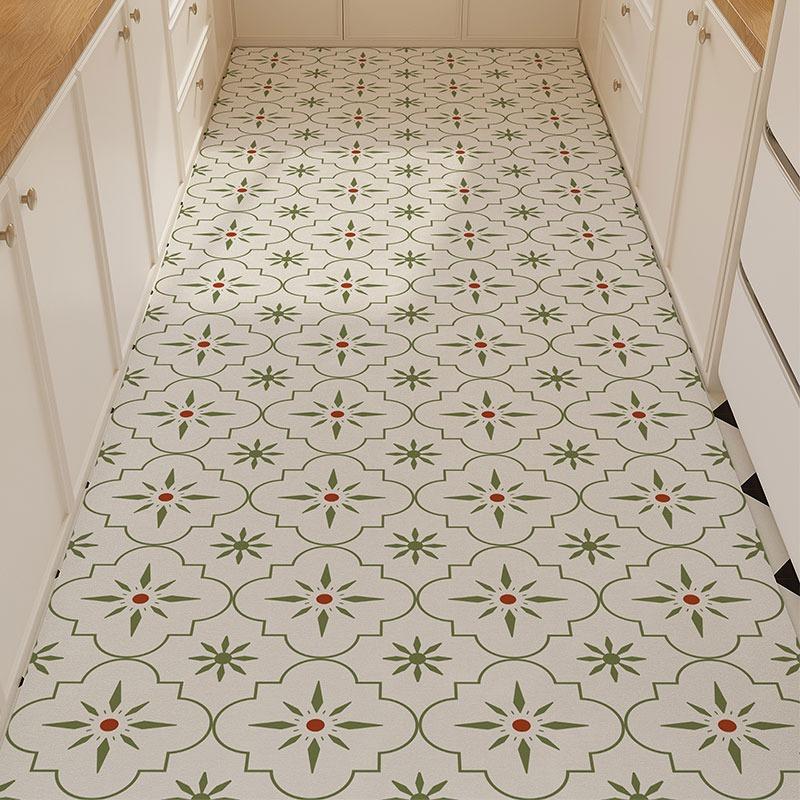 Кухонный коврик для пола Водонепроницаемый Маслостойкий Коврик для ног Кожа ПВХ Нескользящий Ковер Длинный коврик Весенний Ретро стиль Коврики для украшения дома