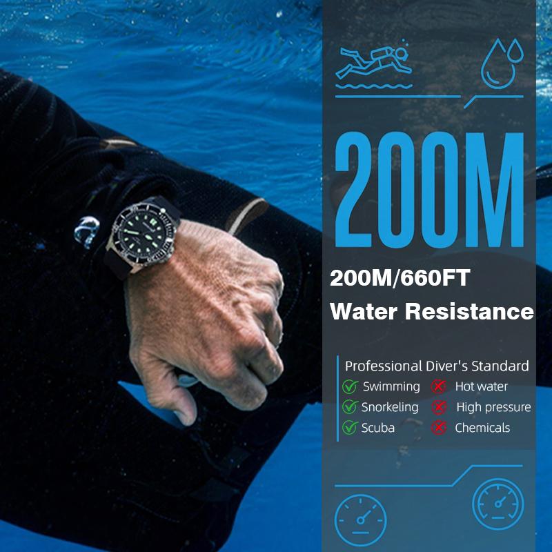 NORTH EDGE 2026 NEW ABYSS Солнечная Зарядка Дайверские Кварцевые Роскошные Часы Водонепроницаемые 200М Дайвинг Спорт Часы 316L Сталь 180+ Дней Автономной Работы